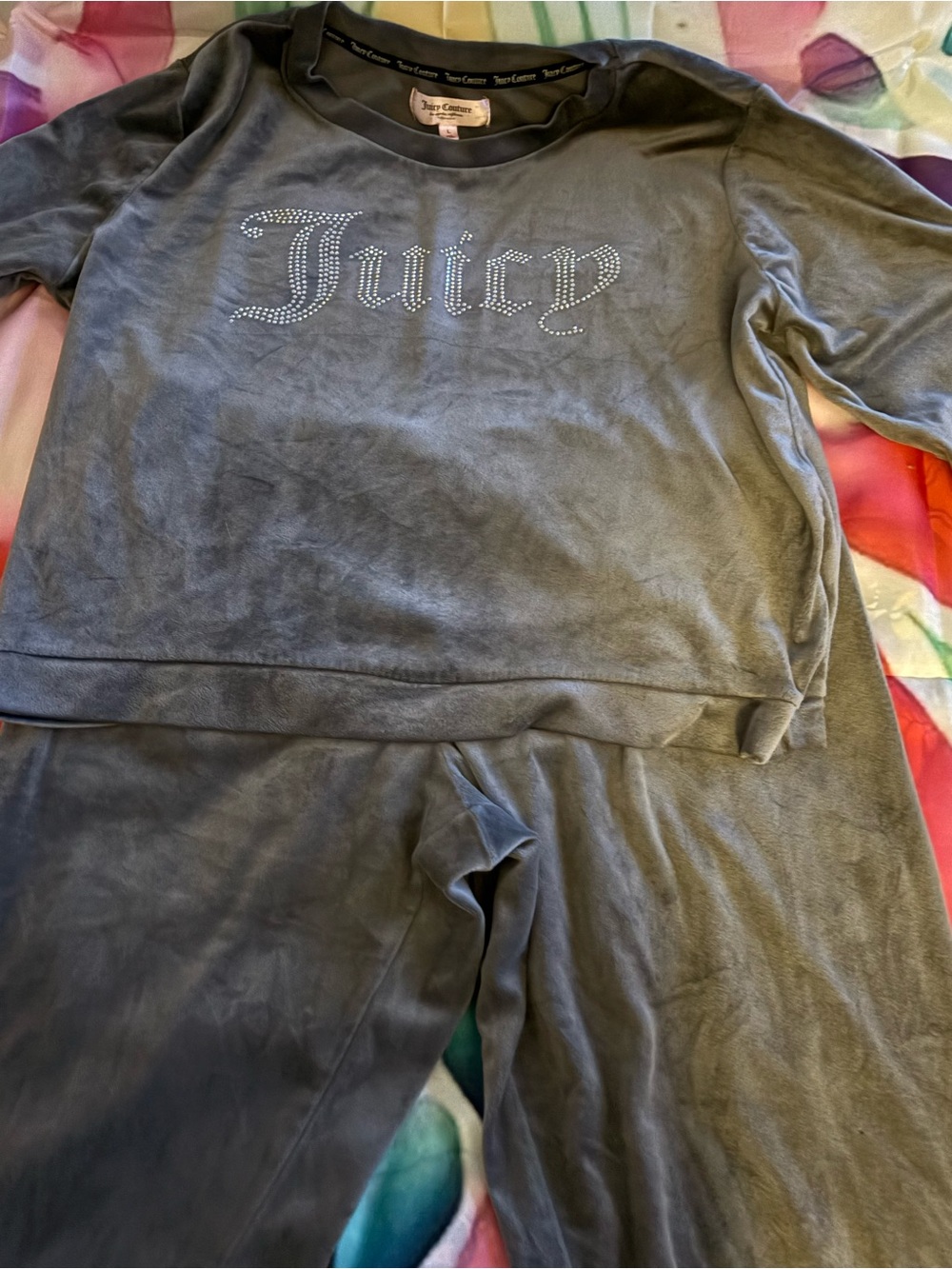 Juicy Couture Gray Velour Crystal Logo Lounge Set